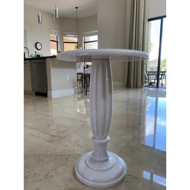 Custom Furniture Builders 1990s Italian White Marble Side Table For Sale - Image 4 of 4