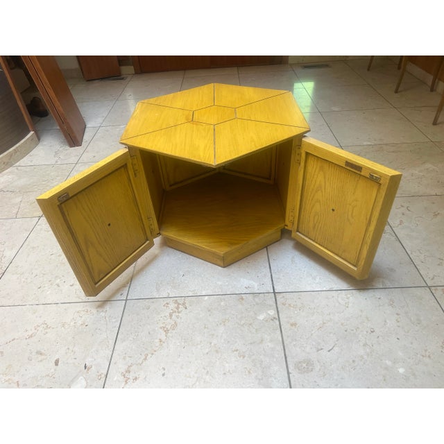 Mustard Mid-Century Hexagonal Storage Cabinet by Jamestown Lounge Co. – Colonnade Collection For Sale - Image 8 of 10
