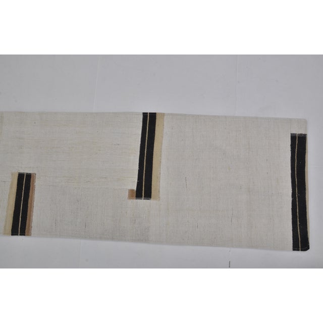 White and Black Stripe Kilim Runner Rug, 1960 For Sale - Image 3 of 11
