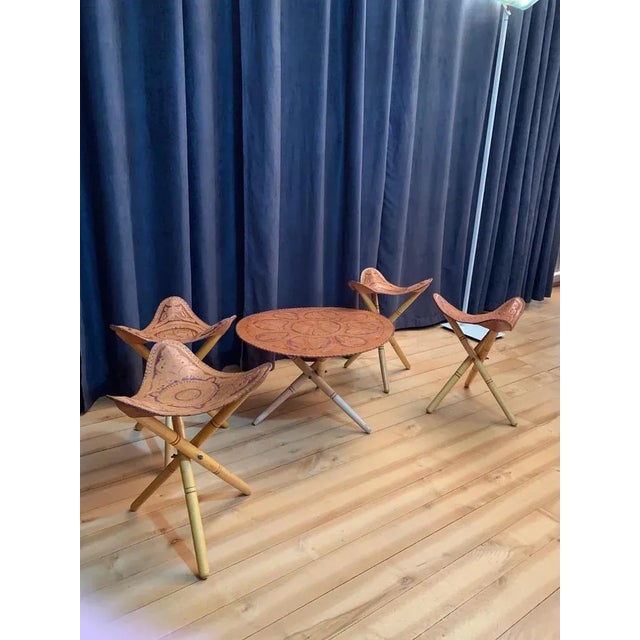 Safari Stools & Table Set, 1970s, Set of 5 For Sale - Image 10 of 16