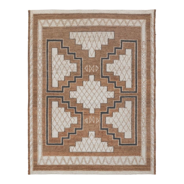 6x9Ft.Brown Cream Grey Jute Taureg Inspired Soumek Jute Hand Woven Rug For Sale