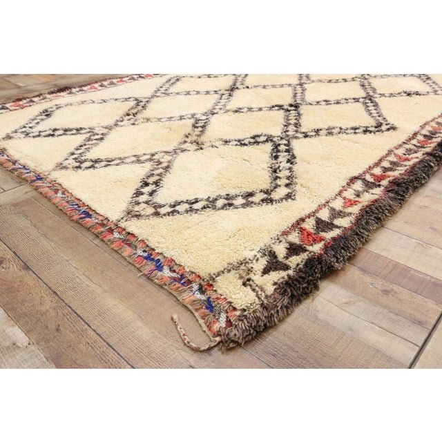 Beige Mid 20th Century Mid 20th Century Vintage Moroccan Beni Ourain Rug 06'03 X 11'00 For Sale - Image 8 of 9
