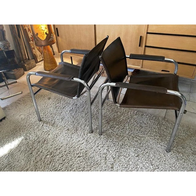 Set of Klinte Armchairs in Brown Leather by Tord Bjorklund, 1980 For Sale - Image 6 of 12