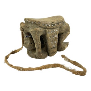 Early 20th Century Tabwa Figural Stool with Strap For Sale