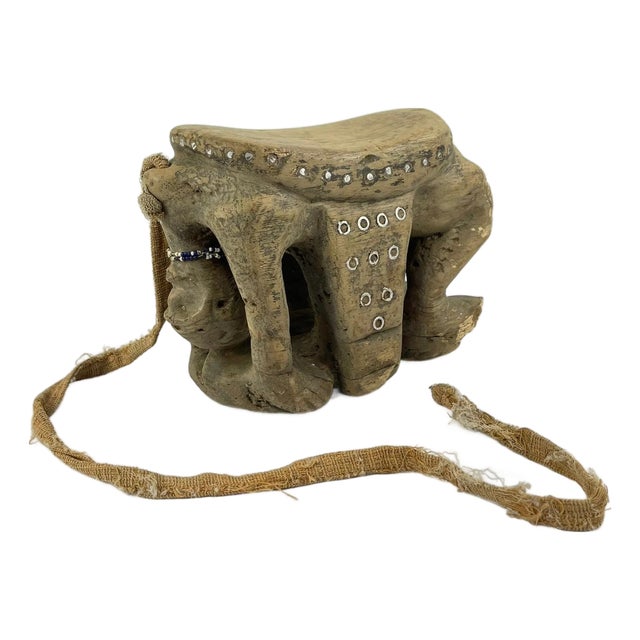 Early 20th Century Tabwa Figural Stool with Strap For Sale