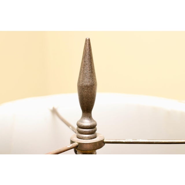 Vintage Wrought Iron Candlestick Floor Lamp With Double Scrolled Tripodal Base For Sale - Image 4 of 8