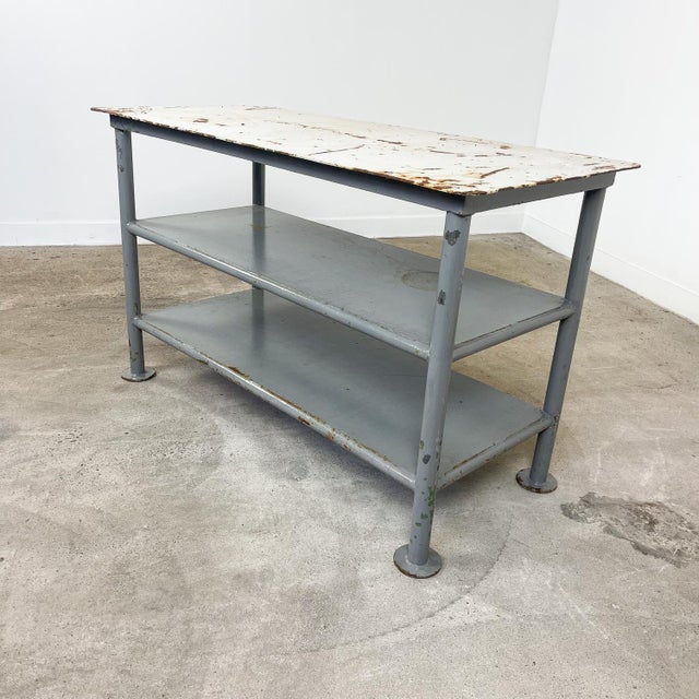 1980s Industrial Metal Three-Tier Worktable, 1980s For Sale - Image 5 of 10