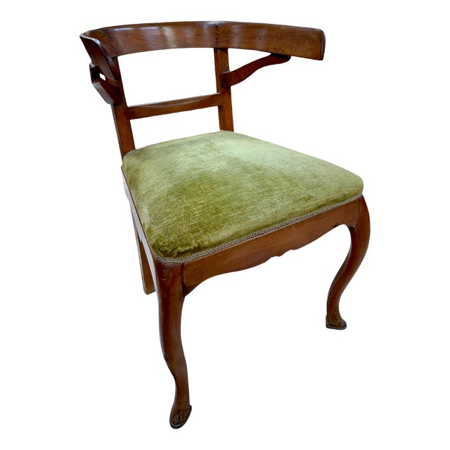 Walnut Tub Chair with Pied-De-Biche Legs, 1890s For Sale