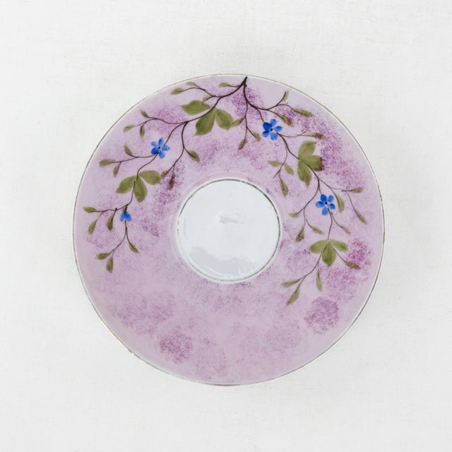 Vintage Lilac and Blue Floral Saucer - Hand-Painted Porcelain Accent Plate For Sale - Image 10 of 10