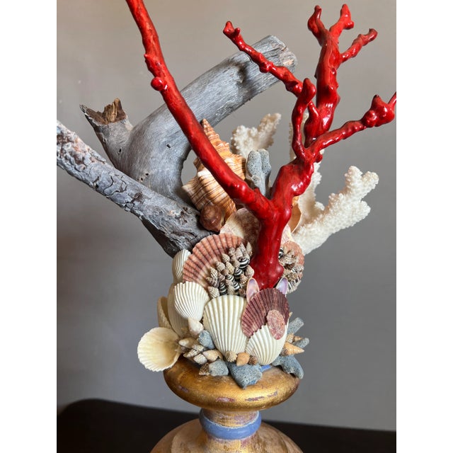 Vintage Italian Grotto St Giltwood Faux Red Coral and Driftwood Table Article For Sale - Image 10 of 11