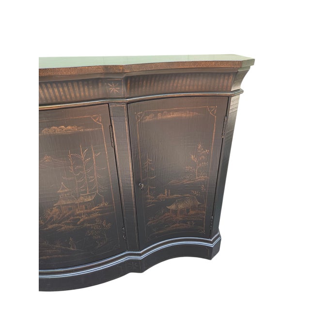 1990s Ethan Allen Vivianne Serpentine Console Buffet Sideboard Credenza Chinoiserie For Sale - Image 16 of 18