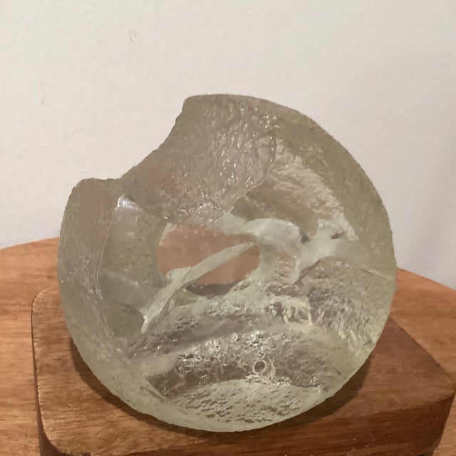 Mid Century Birds in Flight " Clear Lucite Acrylic Sculpture by J. Pelt Engraved on Wood Base For Sale - Image 11 of 13