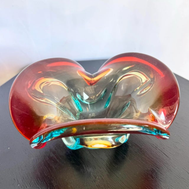 Red Vintage Morano Style Red Blue Dish/Ashtray For Sale - Image 8 of 8