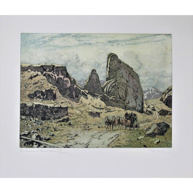 Printmaking Materials Josef Eidenberger, Rocky Mountain Stage Coach, Circa 1975 For Sale - Image 7 of 7