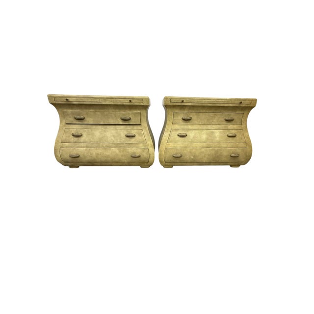 This is a handsome pair of matching bombé chests, designed and produced by Maitland-Smith in the 1990s. The bombé form...