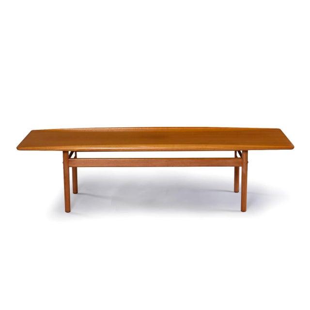 Mid-Century Modern Ole Wanscher for Poul Jeppesens Mobelfabrik Danish Teak Surfboard Coffee Table For Sale - Image 3 of 9