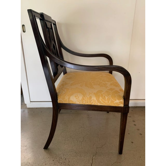 Italian Hepplewhite Style Armchair With Fortuny Seat Cushion Fabric For Sale - Image 3 of 9