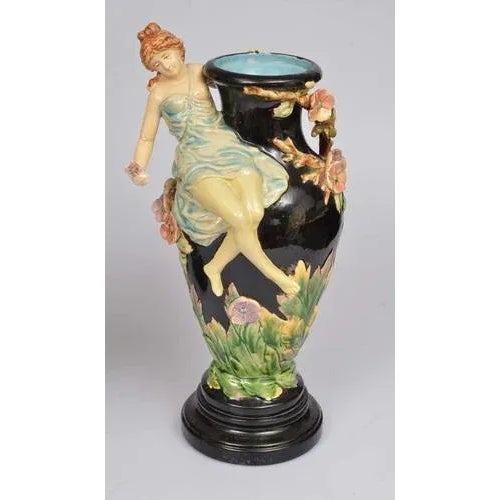 Beginning of 20th century. Faience, painting, handmade. Height 44 cm.