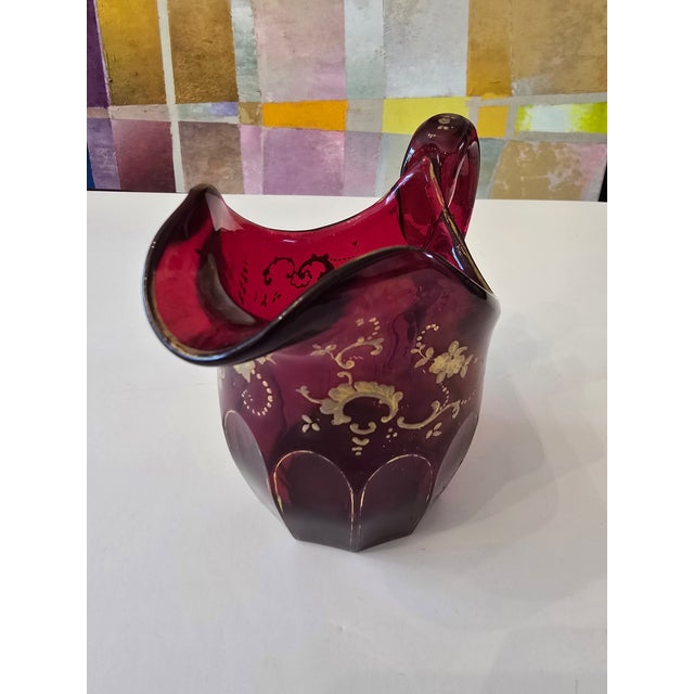 A rare bohemian glass moser crystal ruby ewer an antique original ( 150 years old guaranteed) .Having an exaggerated wide...