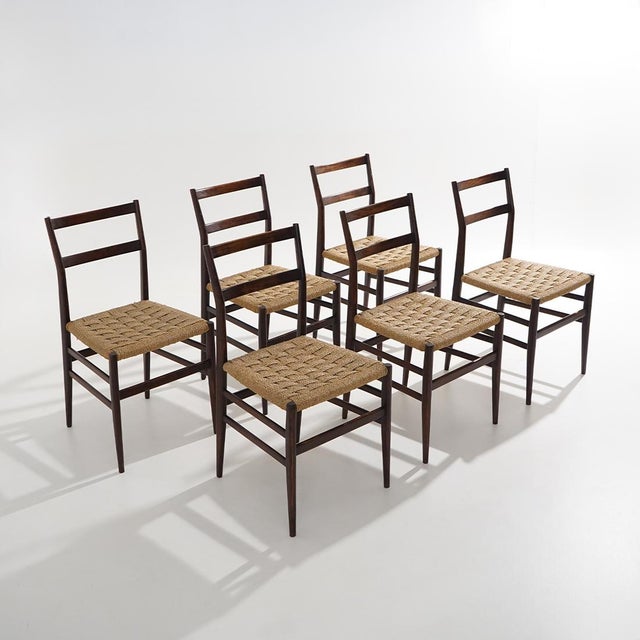 Among the most successful interpretations of post-war Italian seating design, these six “Leggera” chairs by Gio Ponti for...