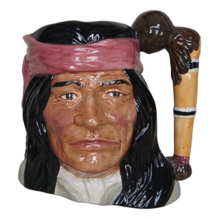 1980s English Royal Doulton Geronimo Apache Indian Leader Character Toby Jug For Sale