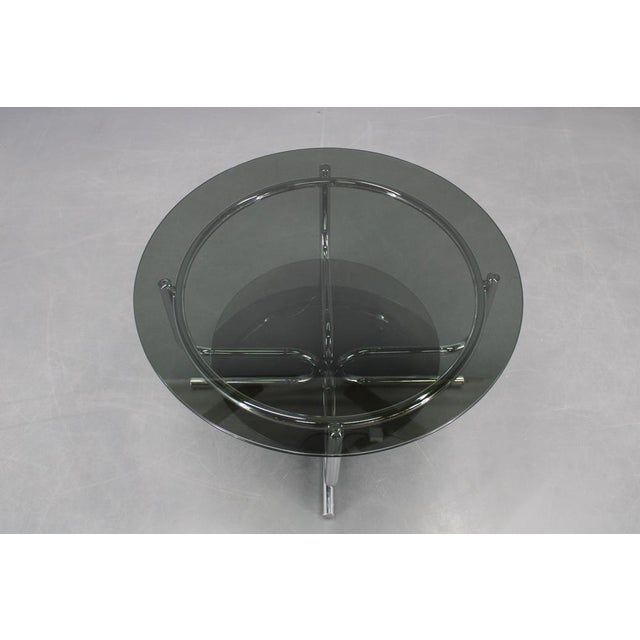 Vintage Italian Chrome Tubular Coffee Table with Smoked Glass, 1970s For Sale - Image 4 of 14