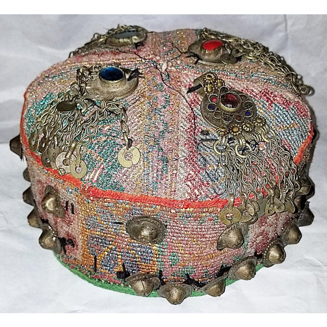 Red 1950s Pair of Embroidered Tribal Wedding Hats For Sale - Image 8 of 9