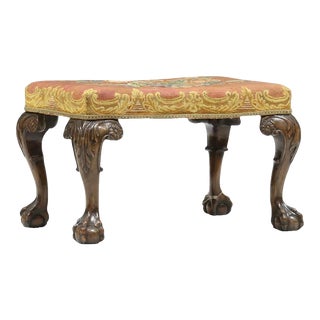 English Chippendale Carved Mahogany Stool For Sale