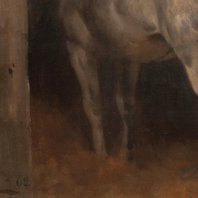 Textile 'Study of a Gray Horse' by Otto Bache, Circa 1910, Rear View, Equine, Danish Realism For Sale - Image 7 of 8