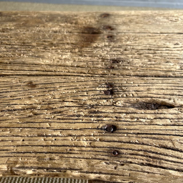 Brown Vintage Reclaimed Natural Elm Wood Coffee Table For Sale - Image 8 of 8