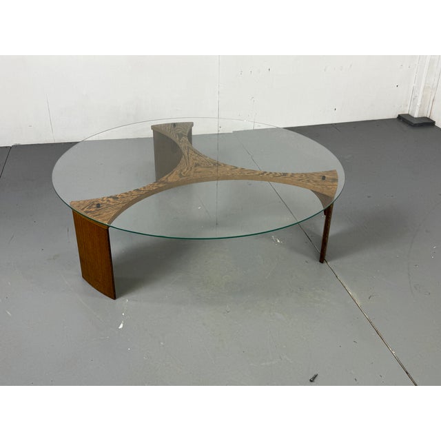 Wood Mid-Century Modernist Round Wenge and Glass Coffee Table, 1960s For Sale - Image 7 of 16