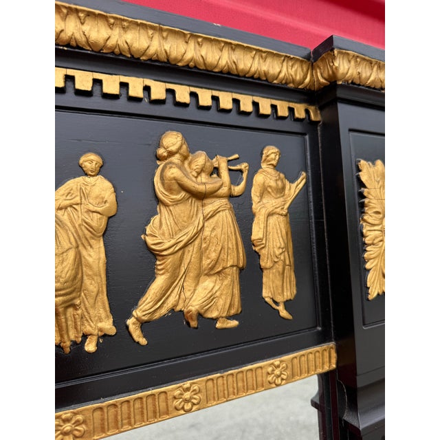 Neoclassical 1960s Vintage Neoclassic Black and Gold Floor Pier Full Length Mirror For Sale - Image 3 of 12