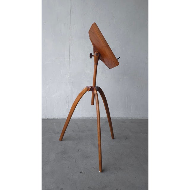 Brown Sculpted Walnut Studio Craft Music Stand, Signed For Sale - Image 8 of 14