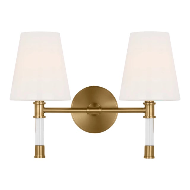 Chapman & Myers by Visual Comfort Studio Hanover 2-Light Bath Vanity Sconce in Burnished Brass For Sale