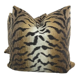 Kravet Tiger Chenille 22” Pillows -A Pair For Sale