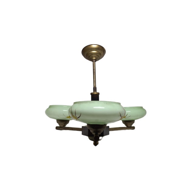 Art Deco Style Bakelite Chandelier, Poland, 1950s, in Very Good conditions. Designed 1970 to 1979 European Plug (up to...