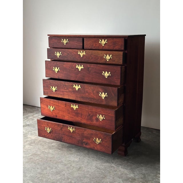 Chippendale-Style Black Walnut Tall Chest of Drawers, 1930s For Sale - Image 15 of 17