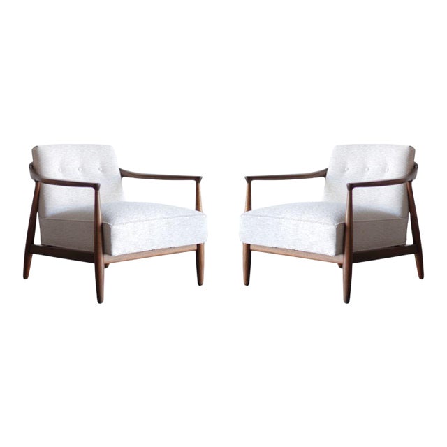 Set of Walnut Lounge Chairs by Erwin Lambeth, Circa 1950s For Sale