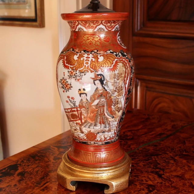 Pair of Antique Japanese Kutani Porcelain Vases Adapted Into Lamps For Sale - Image 6 of 18
