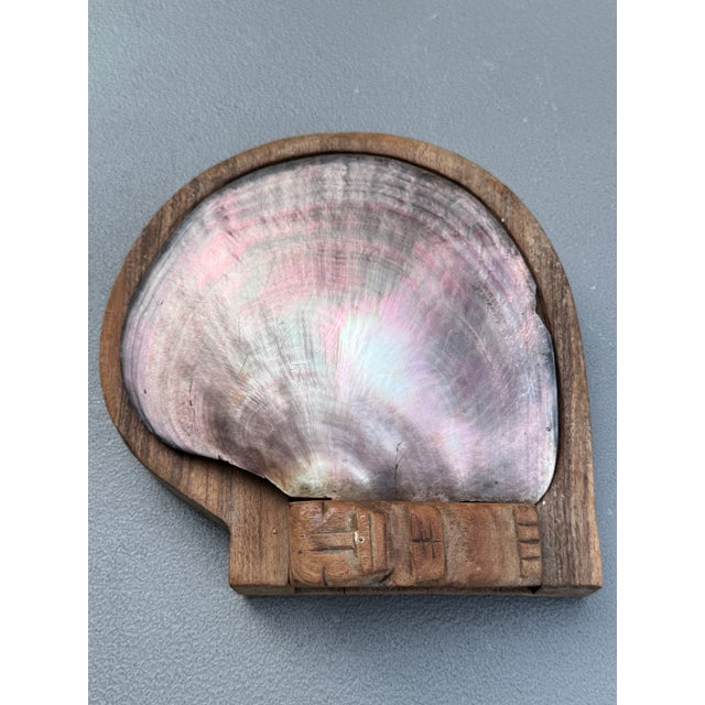1950s 1950s Alexander Noll Carved Wood & Mother of Pearl Lidded Cigarette Box For Sale - Image 5 of 13