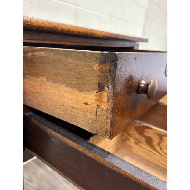 Wood Antique Primitive Work Table Sewing Stand Desk For Sale - Image 7 of 16