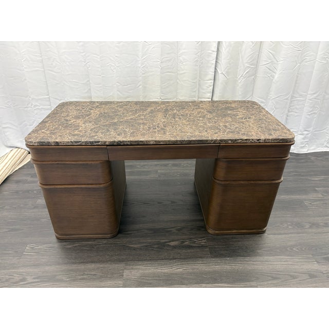 RH Ligné Emperador Desk by Julie Lawrence Brown Oak | Brown Emperador Marble Top | 60" Desk Open Box | Beautiful Condition...