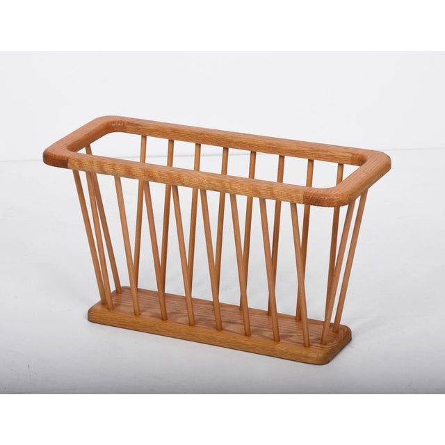 Mid-Century Danish Modern Solid Oak Rectangular Magazine Rack, 1970s For Sale - Image 6 of 18
