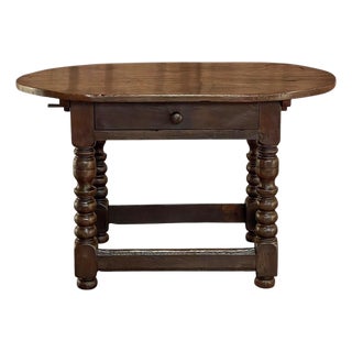 Early 18th Century French Louis XIII Solid Oak End Table For Sale