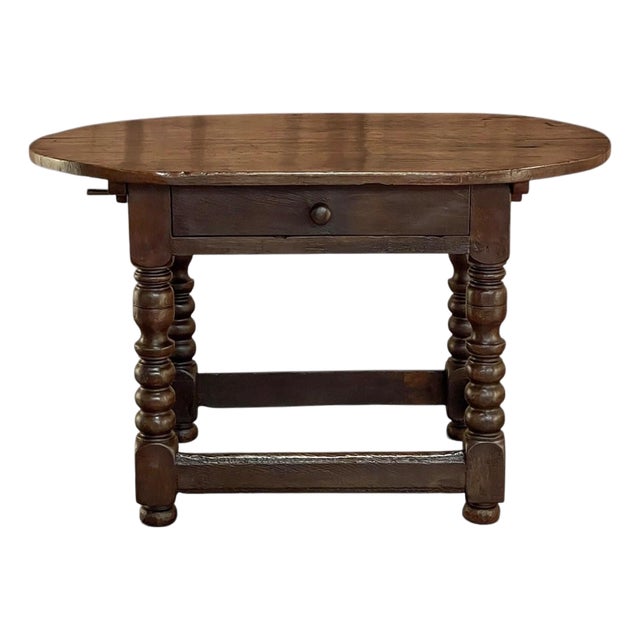 Early 18th Century French Louis XIII Solid Oak End Table For Sale