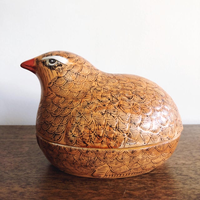 Vintage Chinese HandPainted Ceramic Quail Figure Container Chairish
