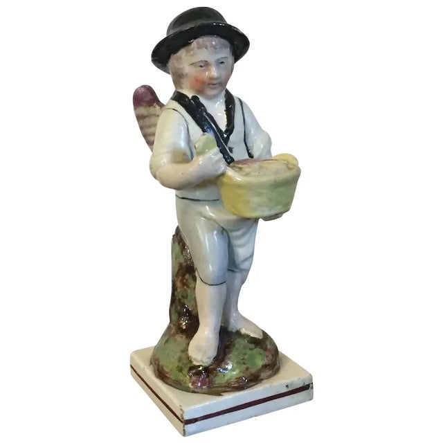 Antique Early 19th Century English Georgian Staffordshire Pearlware Figure of a Bread Seller With Angel Wings For Sale - Image 12 of 12