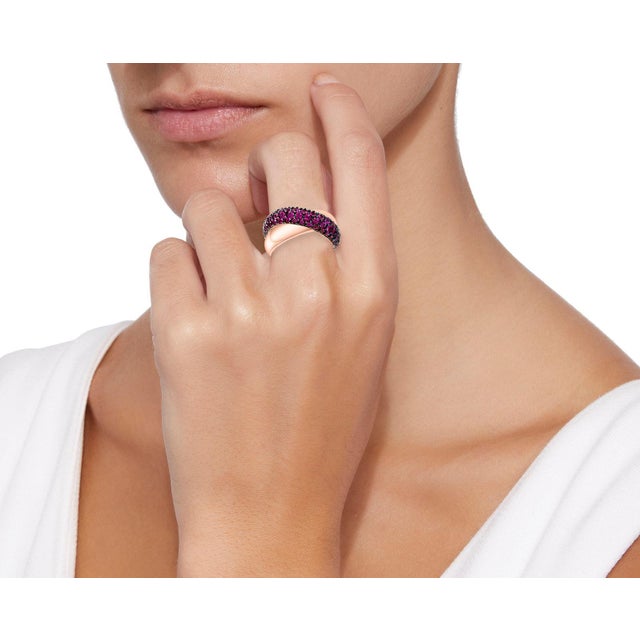 3 Carat Ruby 18 Karat Rose Gold Cross Over Ring 13 Grams Size 8 For Sale In New York - Image 6 of 8