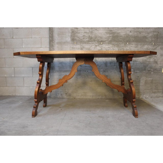 1930s Refectory-Style Table in Light Walnut, Early 1900s For Sale - Image 5 of 8