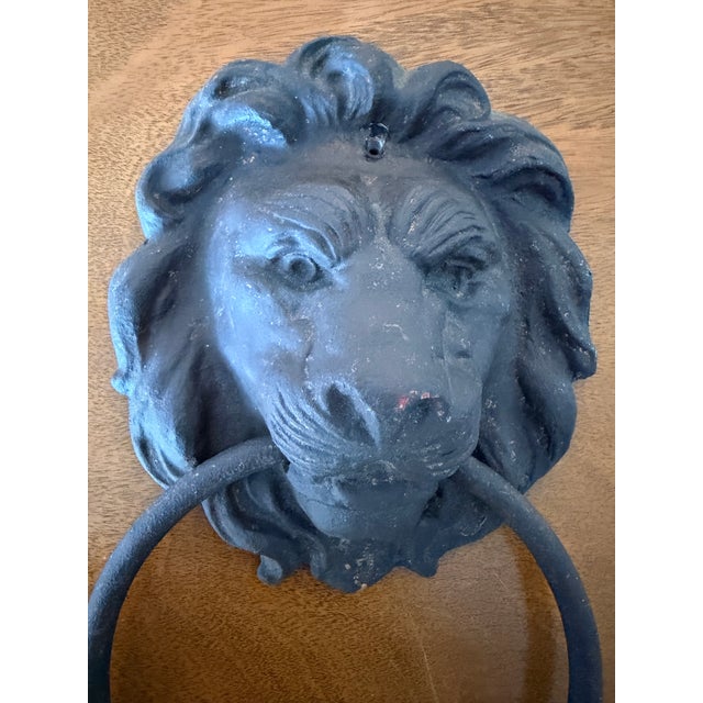 Vintage Lion Head Cast Metal Door Knocker With Antique Patina | Chairish